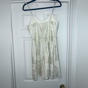 monteau NEW fit and flare white and gold dress, size L